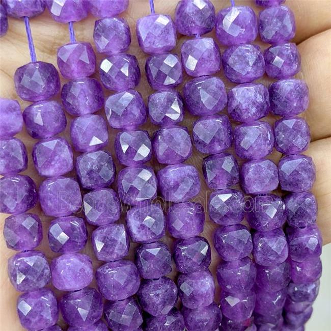 Purple Jade Beads Dye Faceted Cube