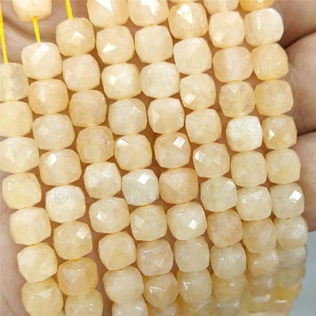 Golden Jade Beads Dye Faceted Cube