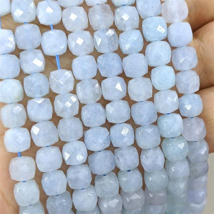 Lt.blue Jade Beads Dye Faceted Cube
