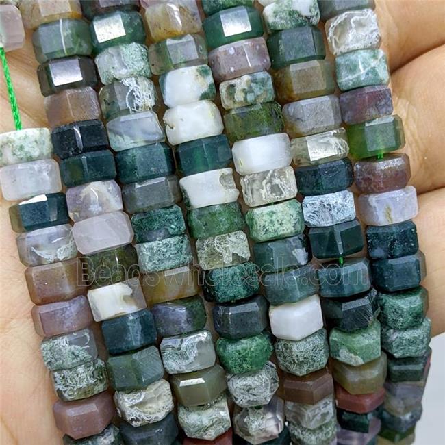 Natural Indian Agate Hexagon Beads Multicolor