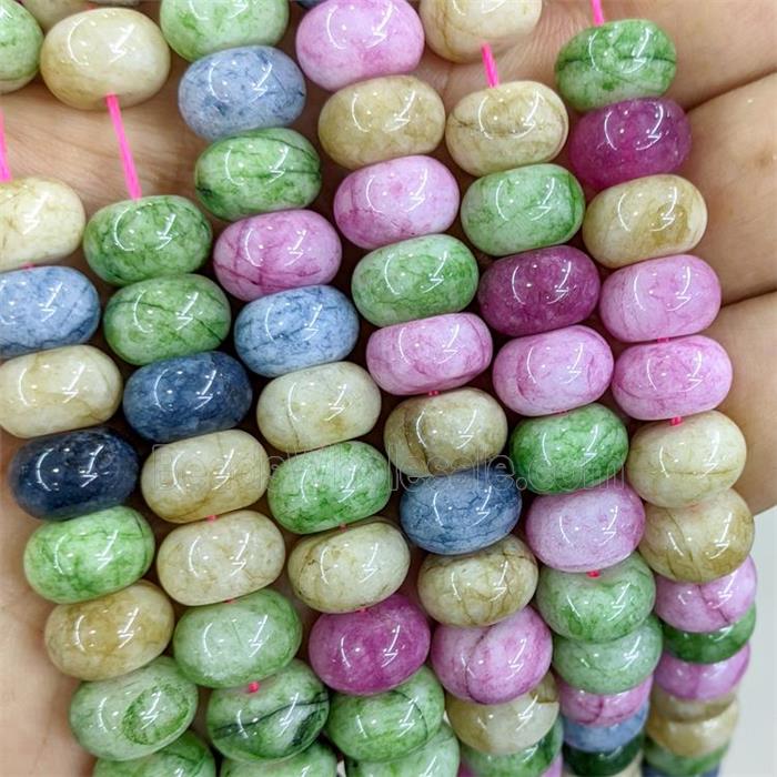 Dye Jade Beads Smooth Rondelle B-Grade Mixed Color