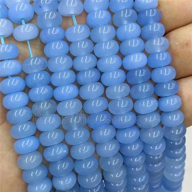 Blue Dye Jade Beads Smooth Rondelle