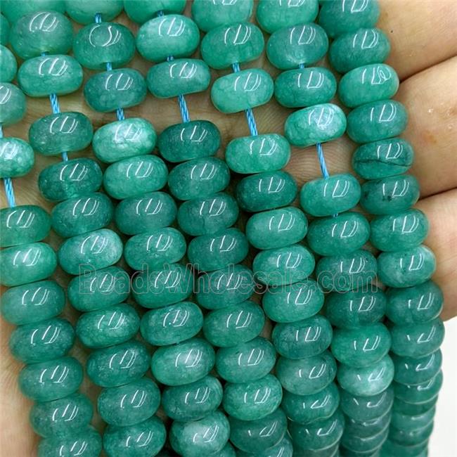 Green Dye Jade Beads Smooth Rondelle