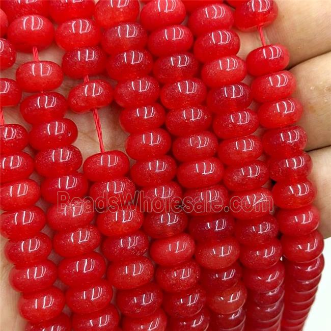 Jade Beads Smooth Rondelle Red Dye