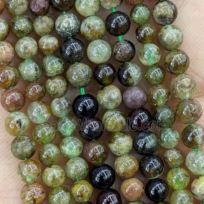 Natural Green Garnet Beads Smooth Round