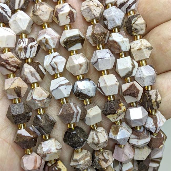 Natural Australian Zebra Jasper Beads Coffee Cut Bicone