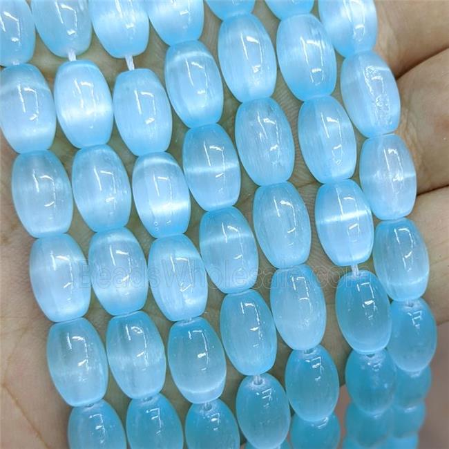 Natural Selenite Rice Beads Aqua Dye