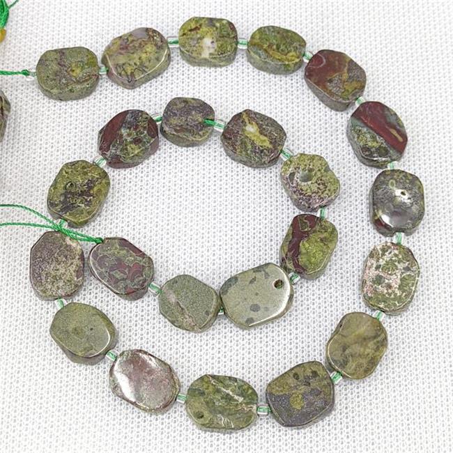 Natural Dragon Bloodstone Rectangle Beads Green