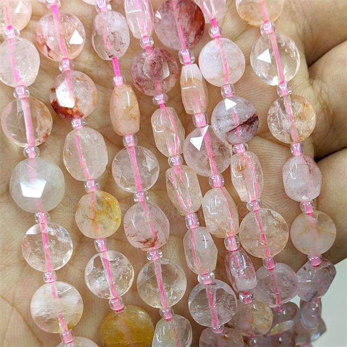 Natural Red Hematoid Quartz Beads Faceted Coin