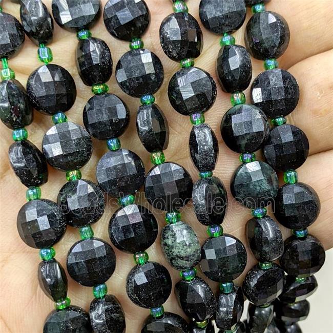 Darkgreen Jadeite Beads Faceted Coin