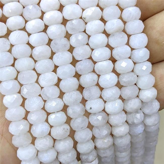 Natural White Moonstone Beads Faceted Rondelle