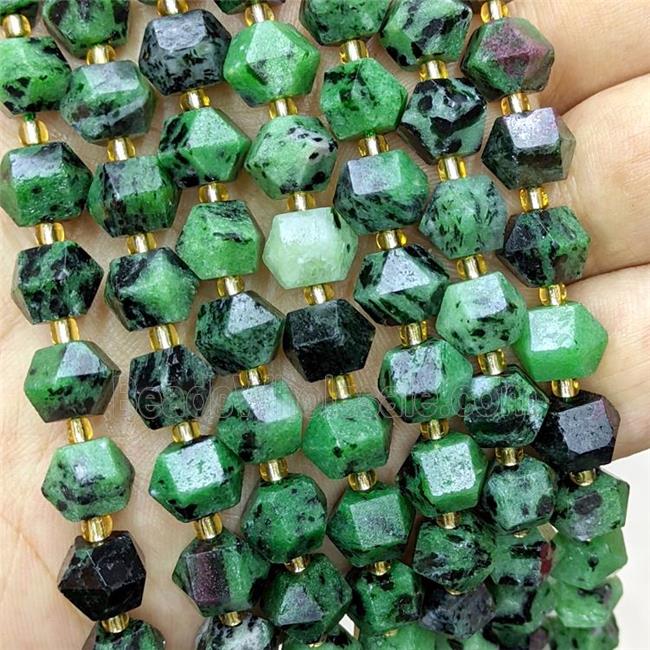 Natural Ruby In Zoisite Beads Green Cut Bicone