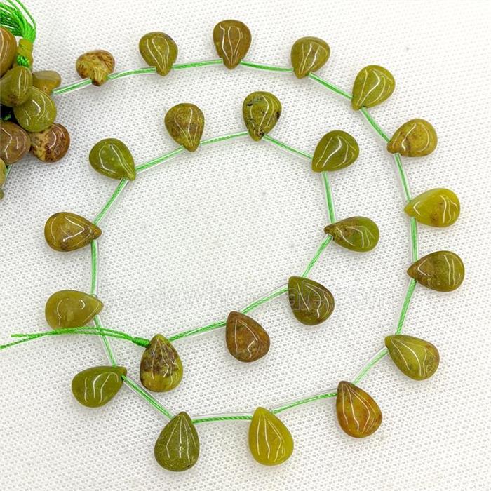 Natural Green Opal Beads Teardrop Topdrilled