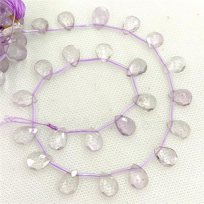 Natural Amethyst Beads Lt.purple Faceted Teardrop Topdrilled