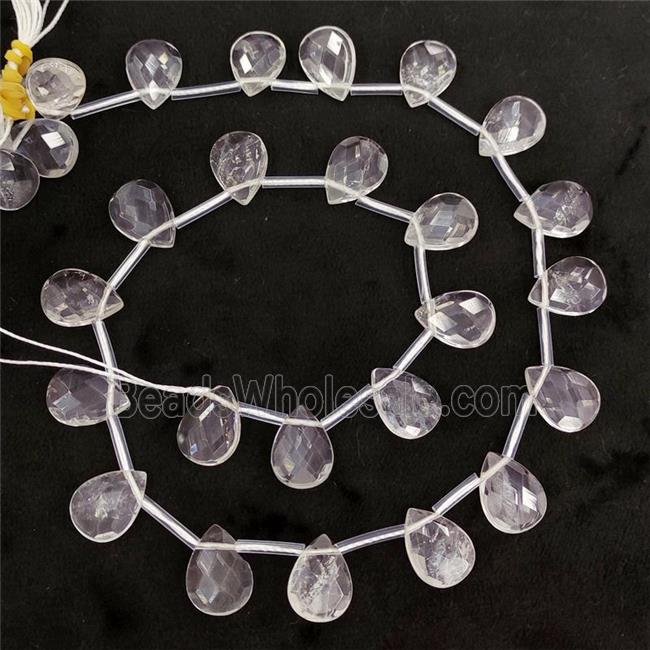 Natural Clear Quartz Beads Faceted Teardrop Topdrilled
