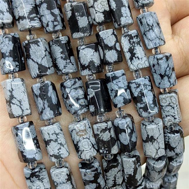 Natural Black Snowflake Tube Beads