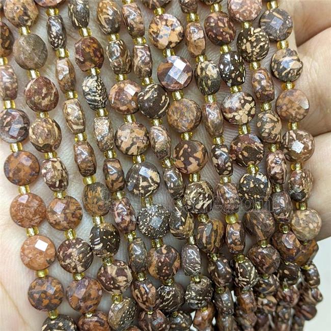 Firework Jasper Beads Faceted Coin