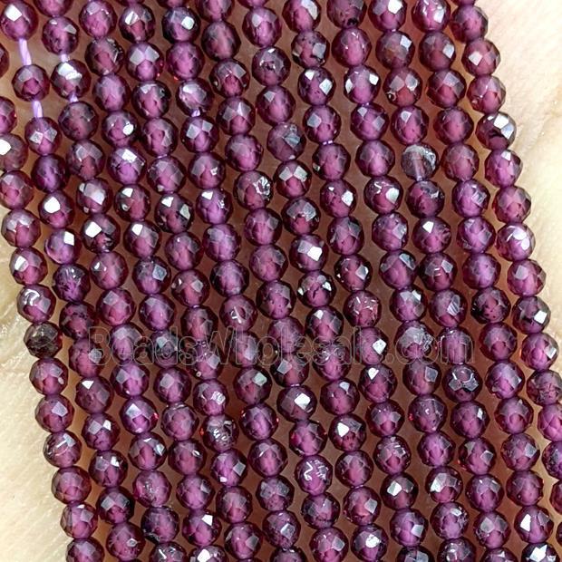 Natural Garnet Beads Purple Faceted Round Pony