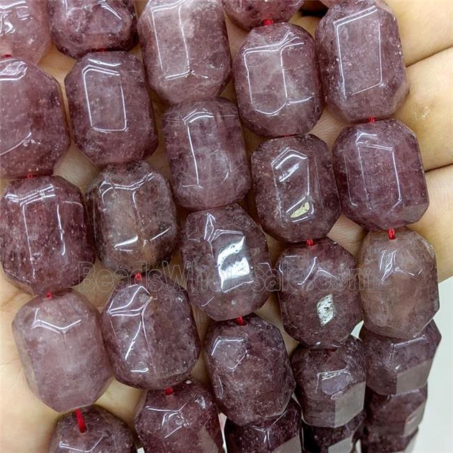 Natural Strawberry Quartz Beads Faceted Tube