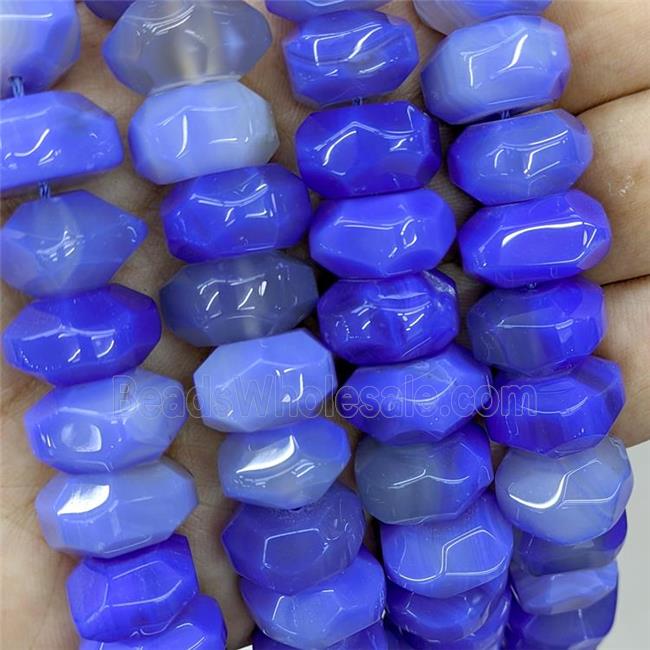 Natural Agate Beads Blue Dye Faceted Rondelle
