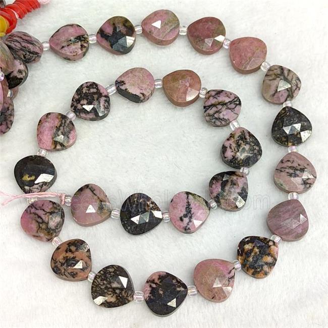 Natural Chinese Rhodonite Beads Pink Faceted Teardrop