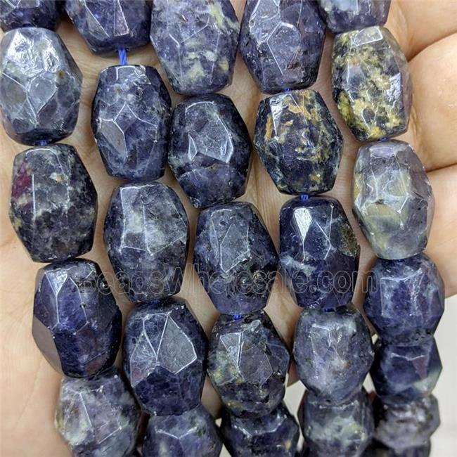 Natural Iolite Beads Inkblue Faceted Barrel