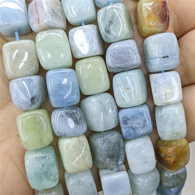 Natural Aquamarine Cube Beads Multicolor