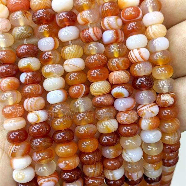Natural Stripe Agate Beads Banded Smooth Rondelle Red Dye