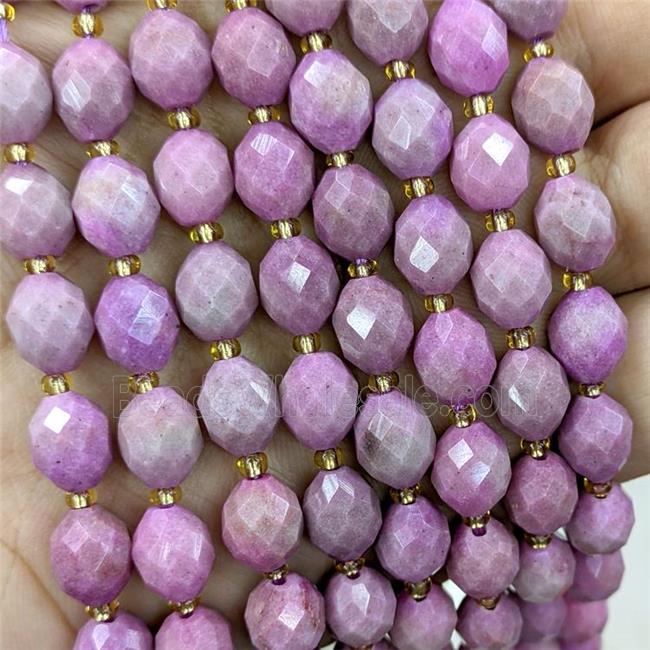 Natural Jade Beads Pink Dye Faceted Rice