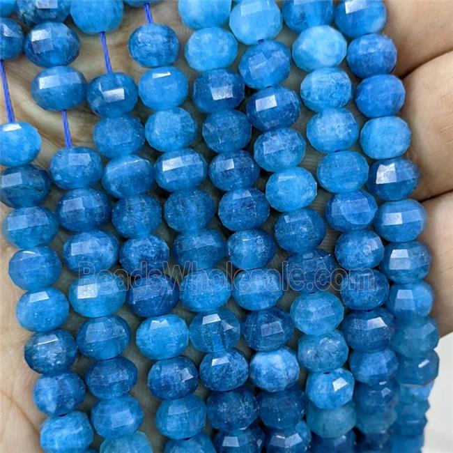 Natural Jade Beads Blue Dye Faceted Pumpkin