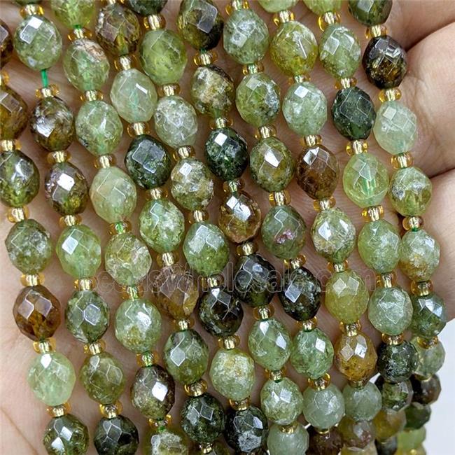 Natural Green Garnet Beads Faceted Rice