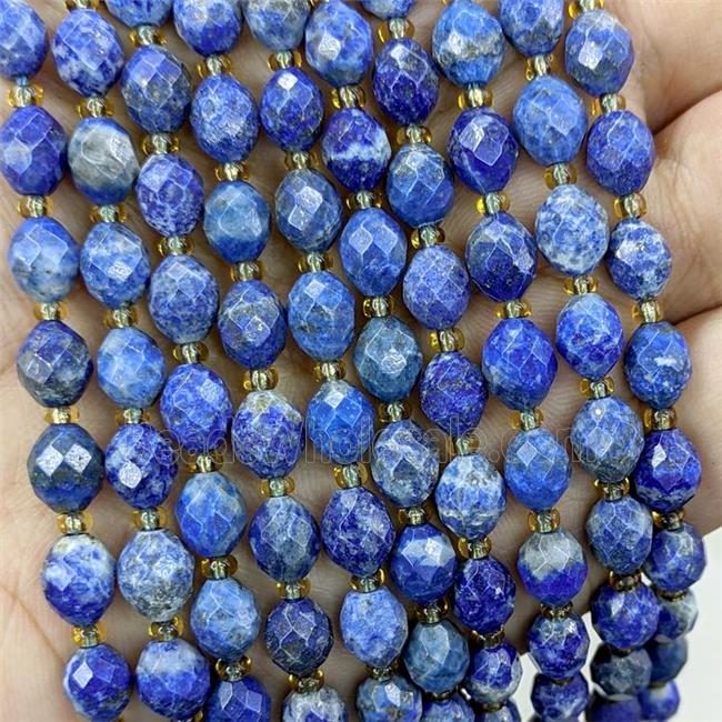 Natural Blue Lapis Lazuli Beads Faceted Rice