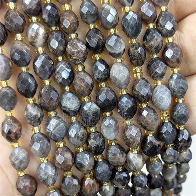 Natural Black Sunstone Beads Faceted Rice