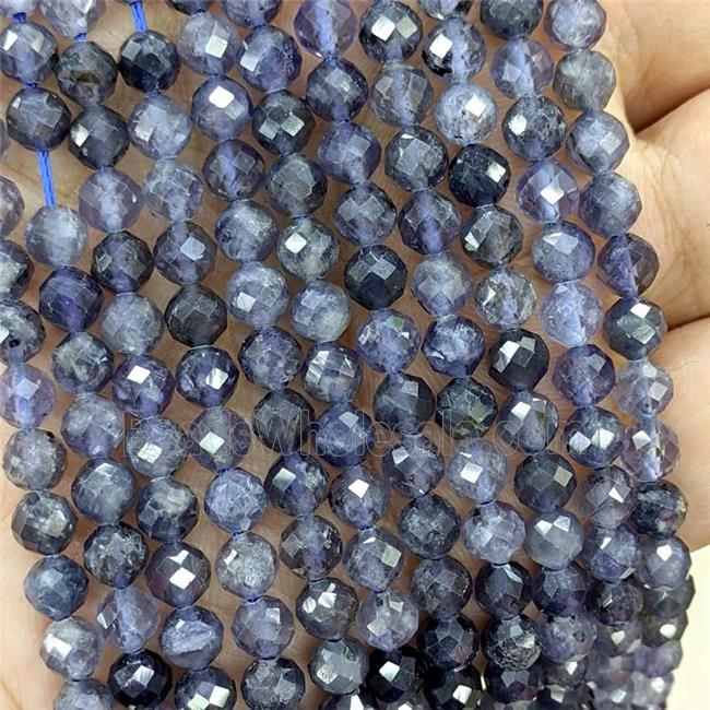 Natural Blue Iolite Beads Faceted Round