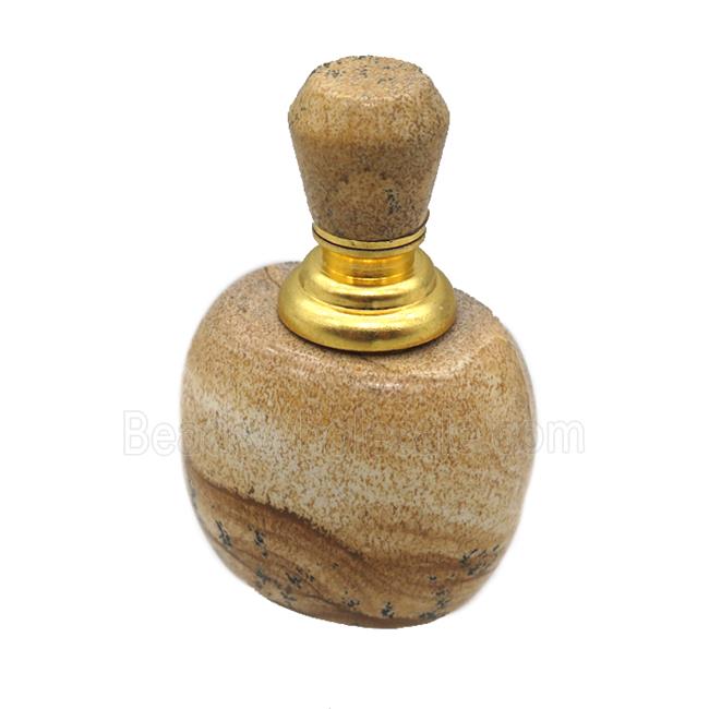 Picture Jasper perfume bottle charm without hole