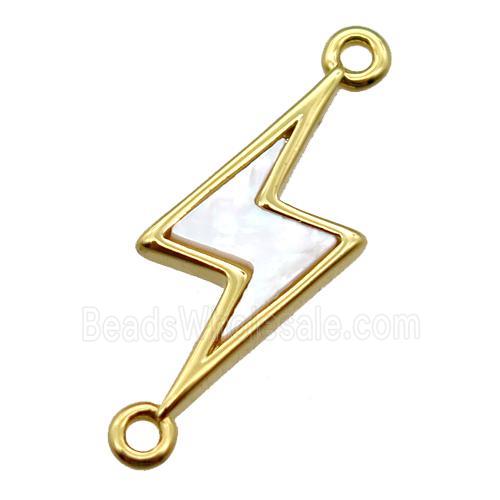 white Pearlized Shell lightning connector, gold plated