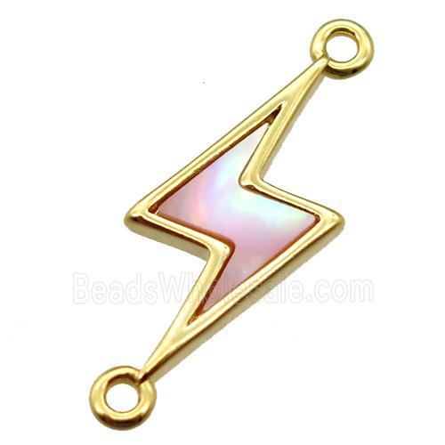 pink queen shell lightning connector, gold plated