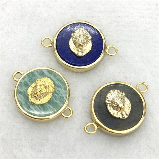 mix gemstone circle connector with lionhead