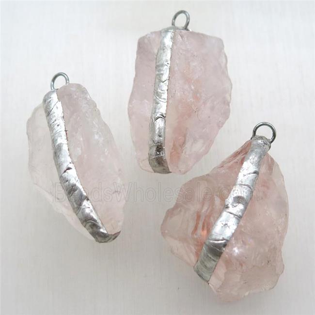Rose Quartz nugget pendant, freeform