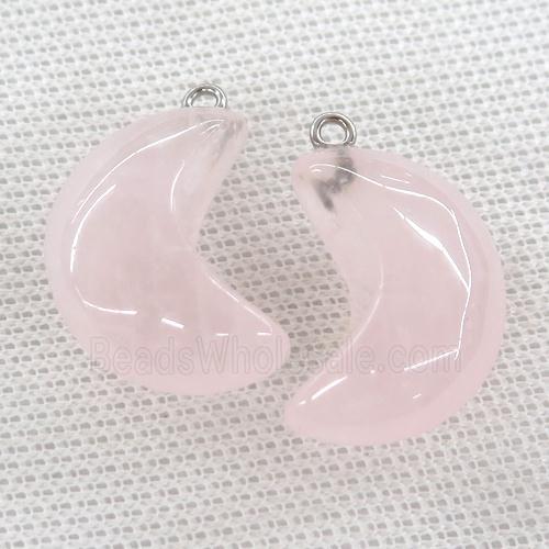 Rose Quartz pendant, Crescent moon