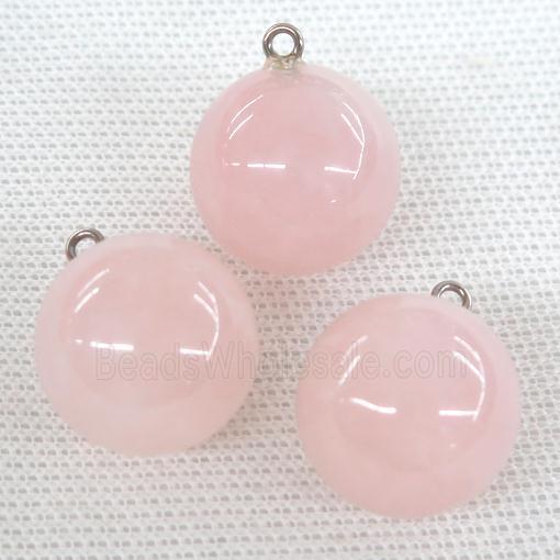 Rose Quartz pendant, round ball