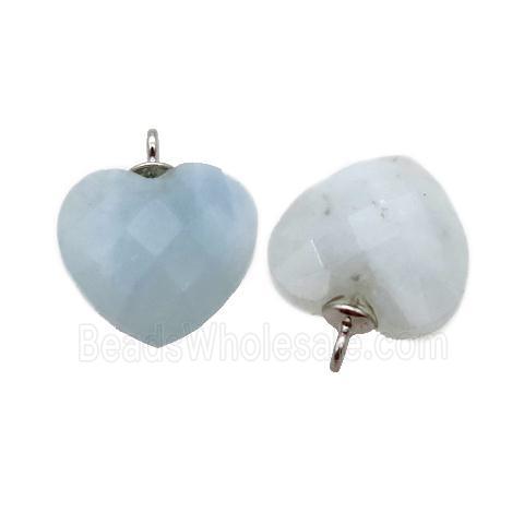 blue Aquamarine pendant, faceted heart