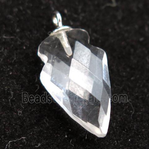 Clear Quartz pendant, faceted arrowhead