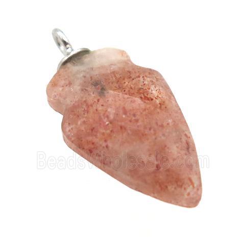 Strawberry Quartz pendant, faceted arrowhead