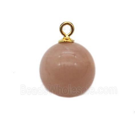 round peach MoonStone ball pendant