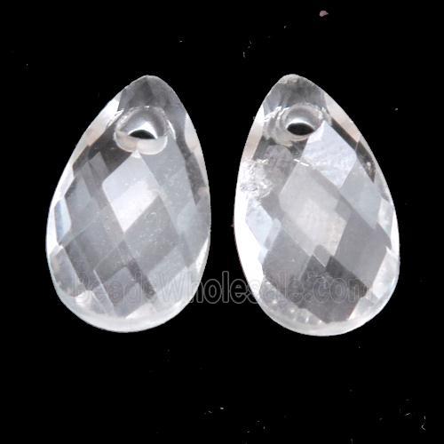 Clear Quartz pendant, faceted teardrop