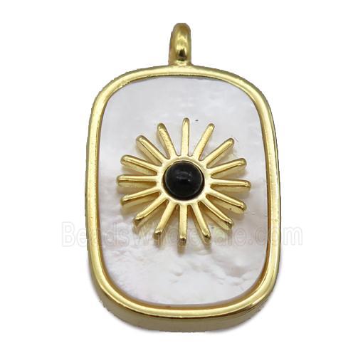 white pearlized shell rectangle pendant
