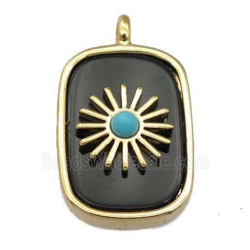black Onyx Agate rectangle pendant