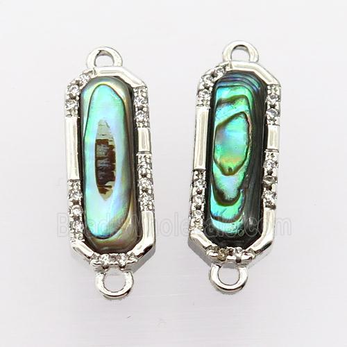 copper connector pave zircon with Abalone shell, platinum plated