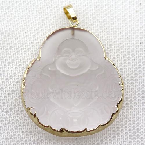 matte Chinese Crystal Glass buddha pendant, gold plated